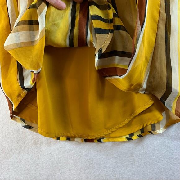 NY & Co. Womens Chiffon Halter Top Sz S Retro Striped Neck Tie Secretary Office - Picture 4 of 12